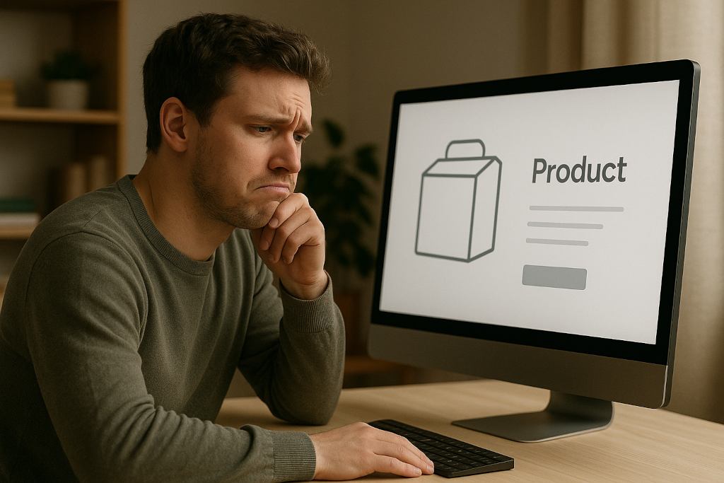 client confus face à une fiche produit e-commerce mal rédigée - erreurs site e-commerce