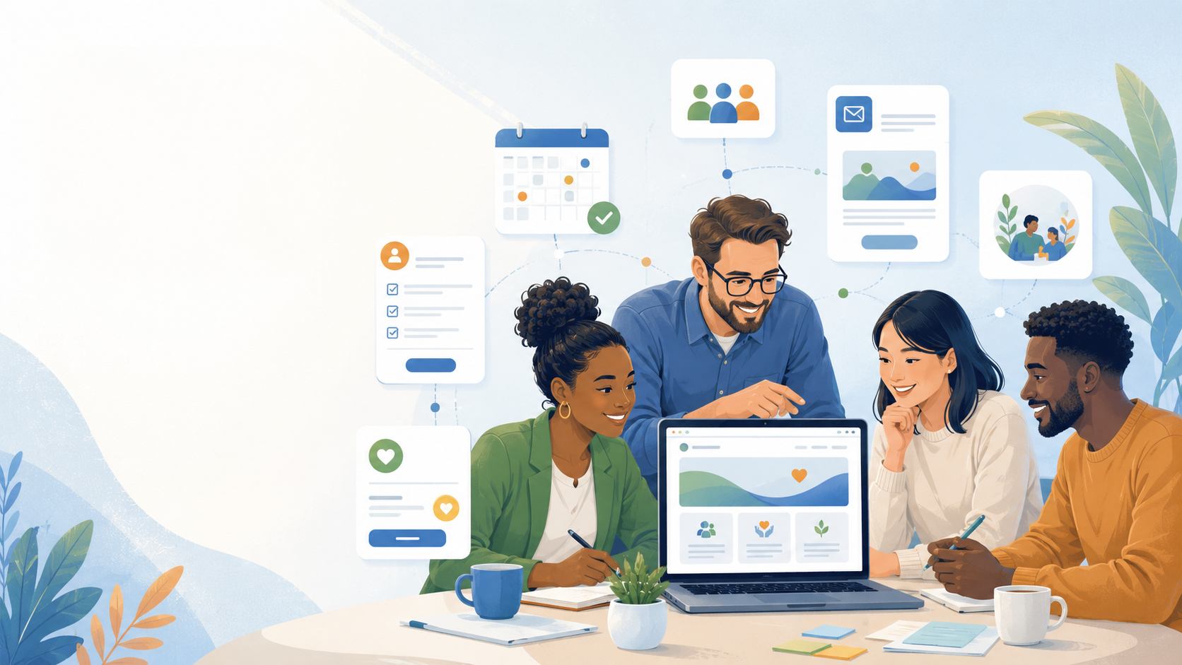 que doit contenir le site internet d’une ASBL ? Équipe préparant la création d’un site internet clair et facile à gérer