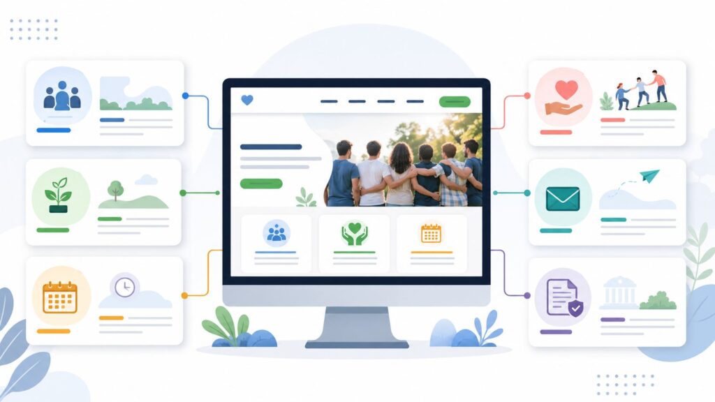 Schéma des pages indispensables du site internet d’une ASBL