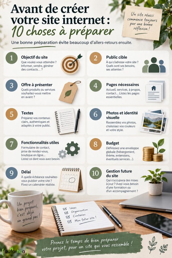 Checklist des éléments à penser pour préparer son projet de site internet